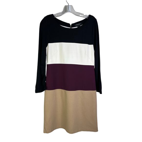 White House Black Market ColorBlock Dress Womens 6 Back Zip Scoop Neck - Picture 1 of 8